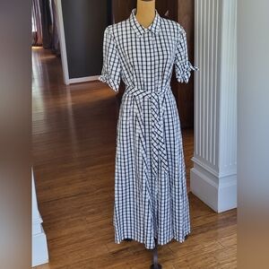 Calvin Klein Black and White Checkered Maxi Dress